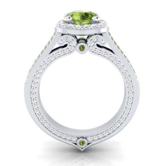 New Gorgeous 925 Silver Diamond Peridot Ring - Picture 3 of 4